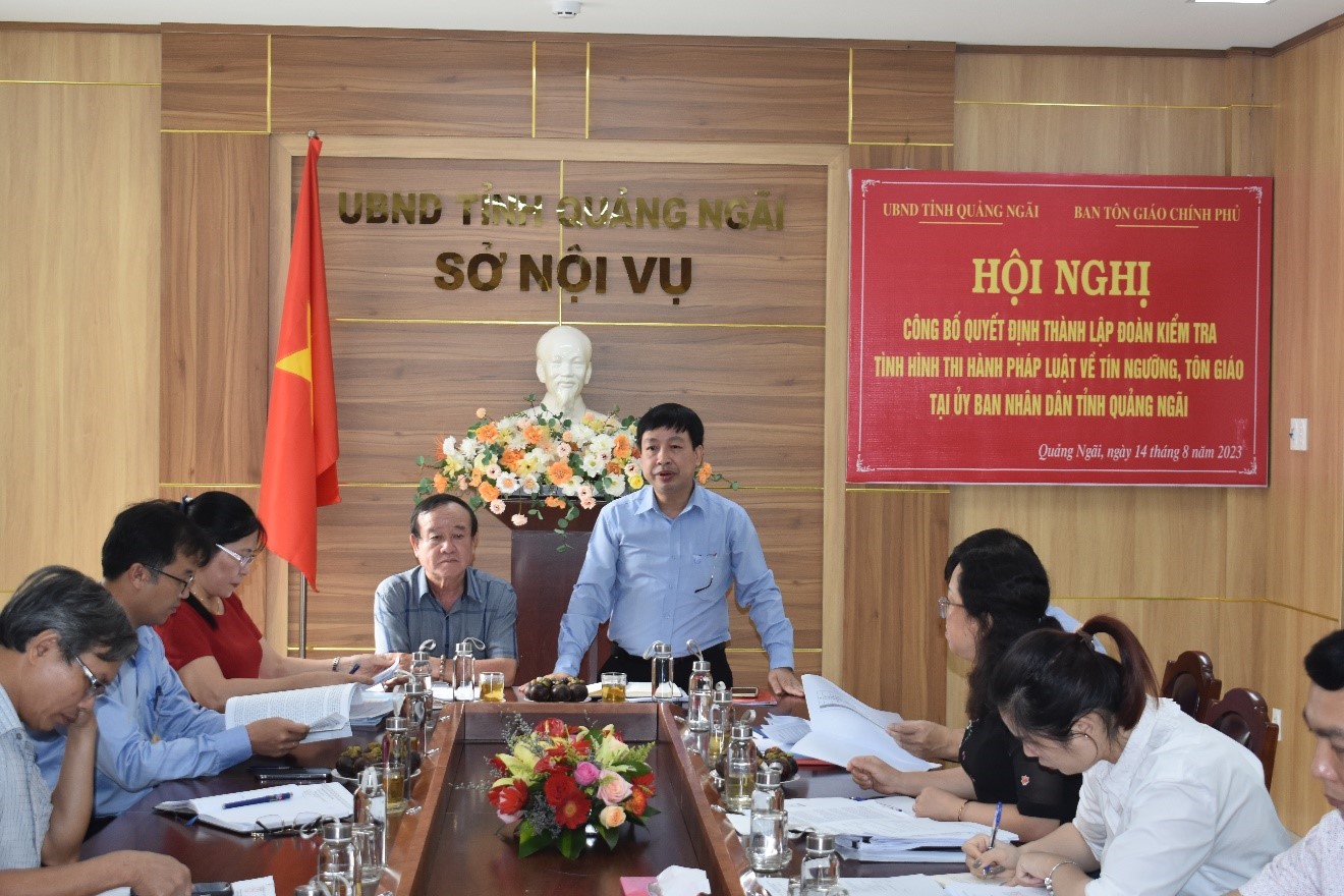 Ban Tôn giáo Chính phủ kiểm tra tình hình thi hành pháp luật về tín ngưỡng, tôn giáo tại tỉnh Quảng Ngãi