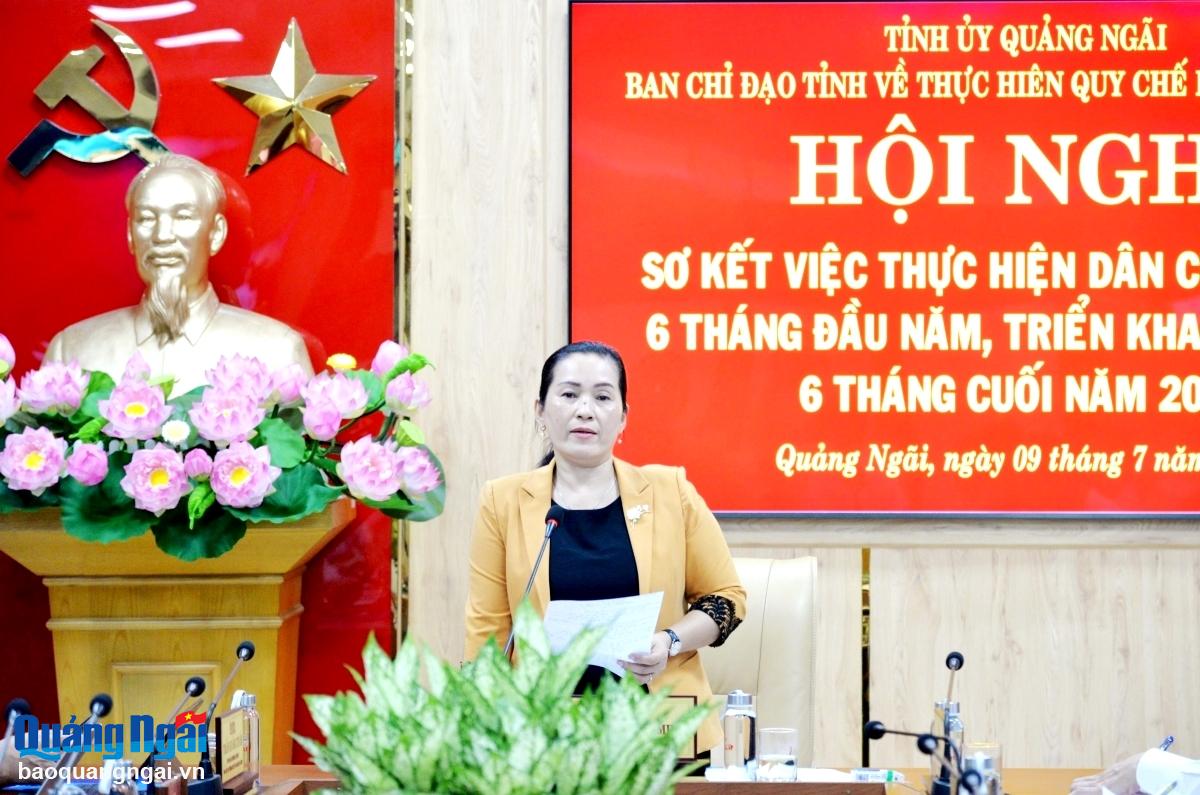 Phó Bí thư Tỉnh ủy Đinh Thị Hồng Minh phát biểu kết luận hội nghị.